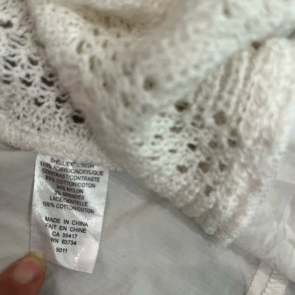 [M]Linea Domani Mixed Fabric and Textures Tie Up open knit Cardigan - Picture 8 of 9